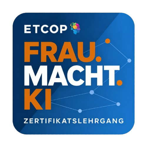 Muster des digitalen FRAU.MACHT.KI Badges